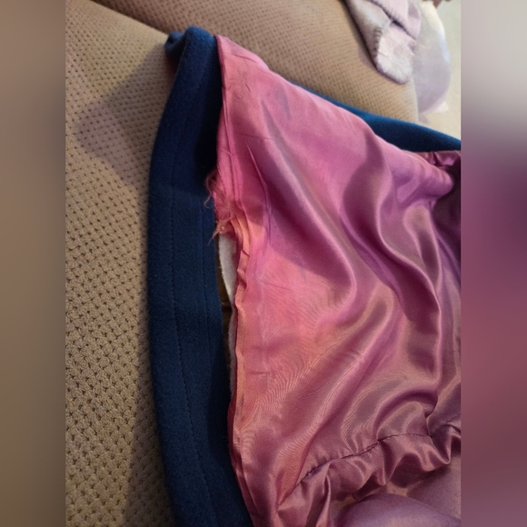 Vintage Wool Scarf Jacket Coat A Line Long Blue Over Coat Women's Size 18 Pure - Picture 16 of 16